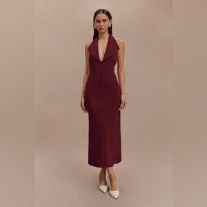 Meshki Burgundy Midi Dress